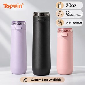 20oz 304 Stainless Steel Vacuum Insulated Tumbler with One-Touch Flip Lid Portable Travel <b>Mug</b> for Car Office - Product Image 1