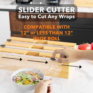 Bamboo Food Wrap Cutting <b>Box</b> Multi Layer Foil Wax Plastic Divider Wall Mounted <b>Kitchen</b> Organizer Drawer <b>Storage</b> - Product Image 2