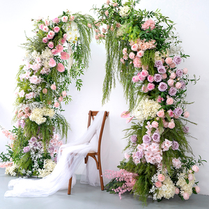 Arrangement floral d'arc <span class=keywords><strong>de</strong></span> corne <span class=keywords><strong>de</strong></span> style campagnard européen | <span class=keywords><strong>Toile</strong></span> <span class=keywords><strong>de</strong></span> <span class=keywords><strong>fond</strong></span> <span class=keywords><strong>de</strong></span> <span class=keywords><strong>mariage</strong></span> <span class=keywords><strong>de</strong></span> fleur artificielle pour la décoration <span class=keywords><strong>de</strong></span> photographie et d'événement - Product Image 1