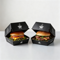 Boîte à hamburger personnalisée imprimée, emballage alimentaire jetable en papier de qualité alimentaire pour la restauration rapide à emporter