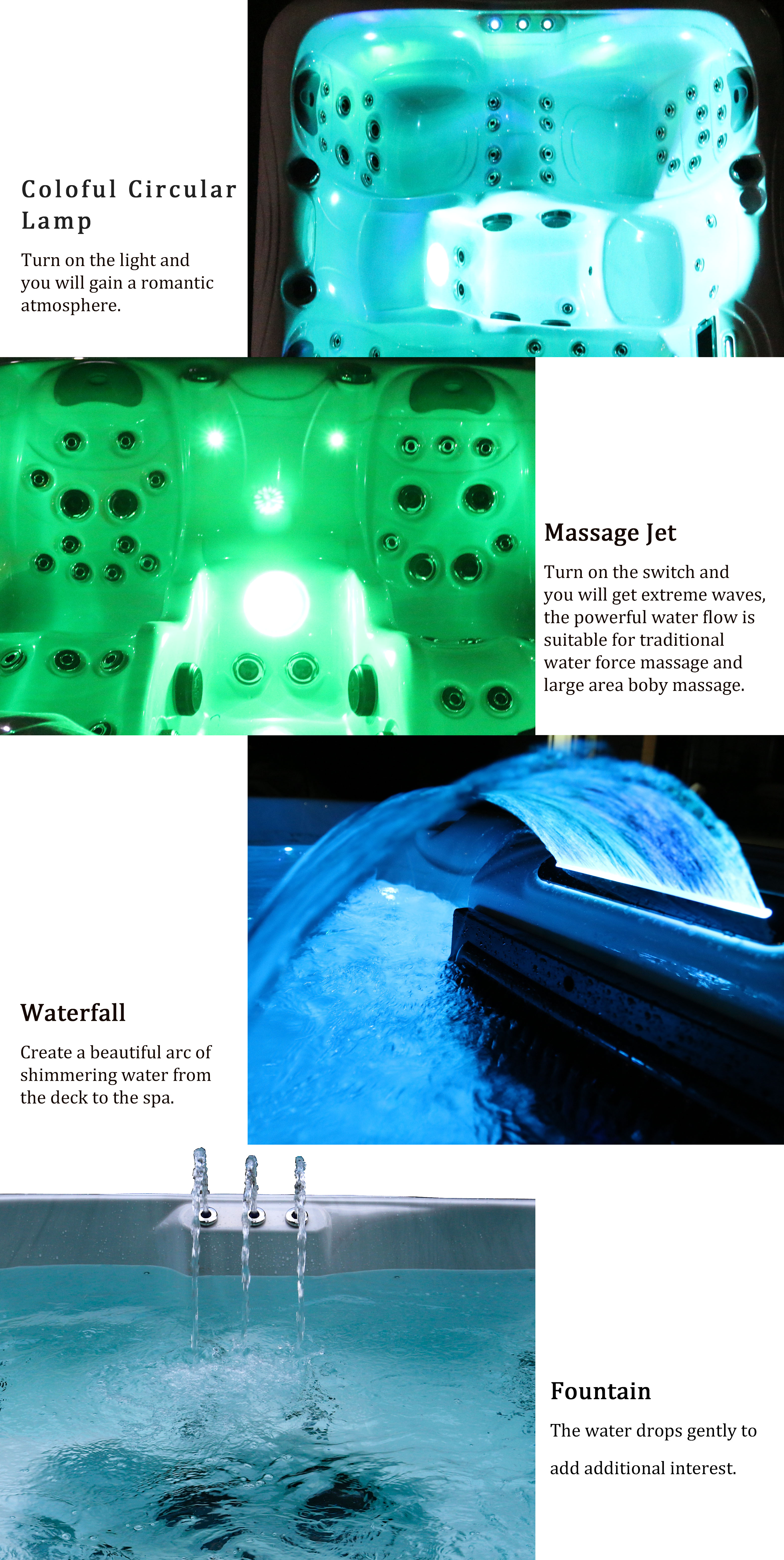 4 Seats Outdoor Soaking Hot Tubs Spa Bathtub With Wireless Bluetooth
