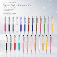 Stylo bille personnalisé avec logo, 2 en 1, métal, cristal, diamant, stylet tactile, vente en gros