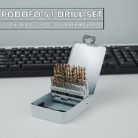 Jeu de 51 forets hélicoïdaux Podofo M35 Cobalt HSS-Co de 1 à 6 mm, longueur standard, avec étui rigide, pour perçage acier inoxydable et bois