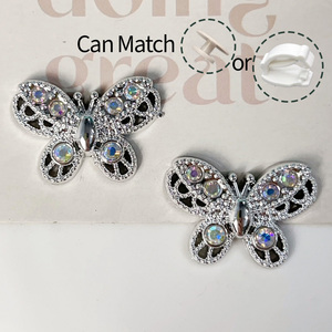 Wegoodzf bán chạy nhất nhựa rỗng bướm phẳng trở lại Giày quyến rũ Pha Lê Kim Cương Guốc Phụ Kiện Giày Bướm Hoa Tình Yêu - Product Image 6