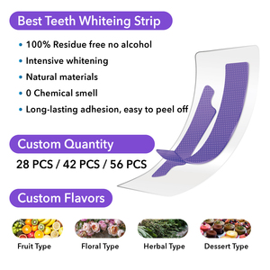 Tiras Blanqueadoras <span class=keywords><strong>de</strong></span> Dientes Personalizadas al por Mayor para el Hogar, 9D 5D, Blancas, sin Peróxido Dental, Correctoras, con Coco Morado PAP - Product Image 3