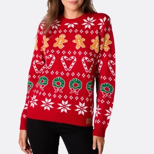 Femmes élégant Fairisle haut de haute qualité respirant tissu décontracté hiver chaud <span class=keywords><strong>pull</strong></span> rouge <span class=keywords><strong>pull</strong></span> de <span class=keywords><strong>noël</strong></span> pour les vacances - Product Image 1
