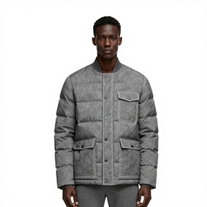 XUFEI Design Original de haute qualité Logo personnalisé rétro lavé au soleil délavé caractéristique chauffante en duvet de canard Boxy Fit Puffer Jacket - Product Image 1