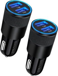 2in1 3.1A <b>USB</b>+<b>USB</b> <b>C</b> Metal Car Charger Aluminum Alloy Steel Gun 15W 18W Car Charger for Mobile Phone Car Charger - Product Image 1
