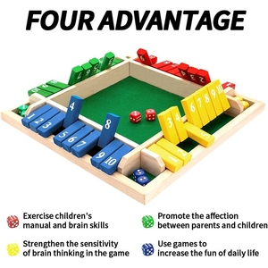<span class=keywords><strong>Jeu</strong></span> de dés Shut Box à 8 dés, 2 à 4 joueurs, plateau en bois, <span class=keywords><strong>jeu</strong></span> de société familial amusant pour adultes, enfants, classe, fête, pub, classiques - Product Image 3