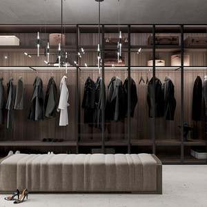 Armario de Diseño Italiano de Lujo con Puerta Corredera de Cristal, Armario Grande con Puerta de MDF para Dormitorio, Muebles para el Hogar - Product Image 4