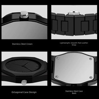 Montres à quartz octogonales pour couple avec bracelet en plastique multicolore, chiffres arabes, ajusteur de chaîne et coffret cadeau – Vente chaude