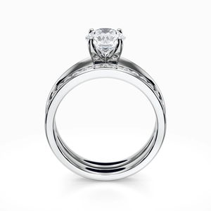 แหวนหมั้นชุดเจ้าสาวแบบ Solitaire Channel ของ SGARIT ประดับเพชร 3 กะรัต ทอง 18k เพชรเลี้ยงในห้องปฏิบัติการ ฝังแบบ Pave ครึ่งวง VS D พร้อมใบรับรอง IGI - Product Image 3