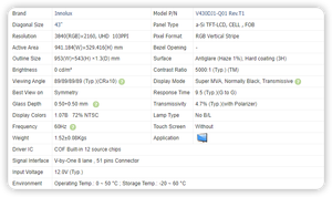 V430DJ1-Q01Innolux หน้า<span class=keywords><strong>จอ</strong></span>ทีวี<span class=keywords><strong>43</strong></span><span class=keywords><strong>นิ้ว</strong></span>4K UHD 3840x2160แผงจอ LCD เปิดเซลล์ - Product Image 6