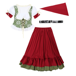 <span class=keywords><strong>Disfraz</strong></span> de <span class=keywords><strong>Halloween</strong></span> de comercio exterior para <span class=keywords><strong>Amazon</strong></span> para niñas, Oktoberfest de granja para niños, vestido de baile rojo vino largo dividido, personaje de eco - Product Image 6