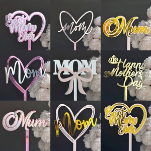 ท็อปเปอร์เค้กอะคริลิครูปหัวใจ ตกแต่งวันแม่ ลาย "น้ำผึ้งและความหวาน" ของขวัญวันแม่ - Product Image 6