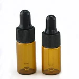 Flacon compte-gouttes d'huile essentielle en verre ambré de 1ml 2ml 3ml 4ml 5ml petit testeur d'échantillon brun flacons en verre d'huile avec compte-gouttes vente en gros