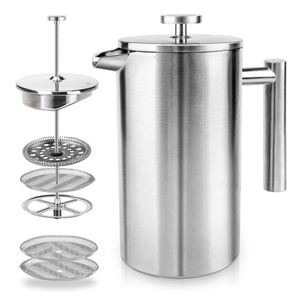 แก้วเฟรนช์เพรสแบบพกพา สแตนเลสสองชั้น สำหรับชงกาแฟและชา - Product Image 1