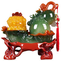 Ornement en résine en forme de coccinelle dorée, style chinois, semi-fait main, Feng Shui, porte-bonheur, décoration d'intérieur, cadeau pour salon/bureau d'accueil