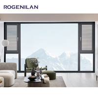 Ventana de Aluminio Triple Abatible de 3 Paneles, Diseño Moderno y Resistente a Huracanes de Rogenilan, Popular para Villas