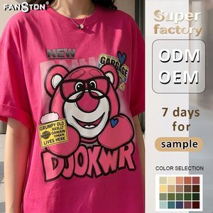 Nouveau T-shirt en coton pour femme été 2026, style américain, imprimé ours fraise, coupe ample décontractée, streetwear de créateur, vente en gros - Product Image 1