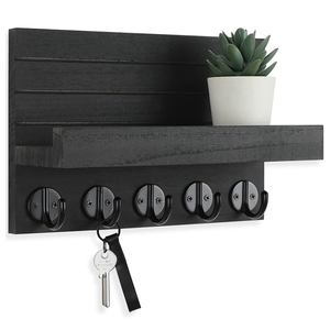 <span class=keywords><strong>Porte</strong></span>-clés mural en bois Tung 5 crochets support de rangement de lettres pour tenir des sacs manteaux clés lettres décoration murale pour salon - Product Image 2
