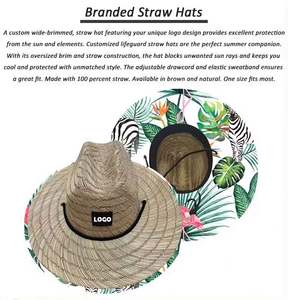 หมวกปีกกว้างปักลายโลโก้แบบกำหนดเอง สไตล์ซันออสเตรเลีย ไลฟ์การ์ด ซาฟารี  วัสดุซิลิโคน  ทรงคาวบอย  สำหรับชายหาด  แบบยูนิเซ็กซ์  ทำจากฟาง - Product Image 6