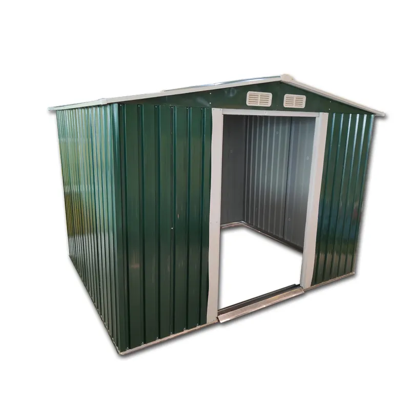 Metal Garden Shed Apex Roof Storage Outdoor Heavy Duty 8x6ft Carton Galvanized Steel Sheds & Storage Waterproof Green Vinyl Clad