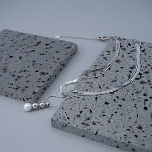 Joyería de acero inoxidable chapado en oro de 18 quilates PVD, cadena de serpiente de doble capa, bola de acero, colgante de perla para mujer, collar de regalo P233395 - Product Image 5