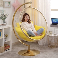 Chaise œuf moderne en métal transparente dorée avec support, idéale pour salon et chambre à coucher – Meilleure vente