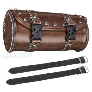 Sacoche latérale pour moto, sacoche de guidon, sacoche de fourche avant, sacoche de selle en cuir PU imperméable pour moto Cafe Racer - Product Image 5