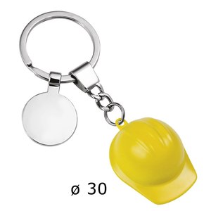 Porte-clés en forme de pièce de monnaie en silicone et métal jaune D.30 pour hôtels - Product Image 1