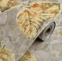 Papier peint vintage à motifs de feuilles, autocollant, rétro, botanique, adhésif, pour salon, chambre, cuisine