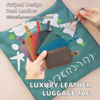 Porte-étiquette de bagage en cuir véritable Crazy Horse rayé pour avion, porte-nom et adresse, étiquette de bagage de voyage de luxe
