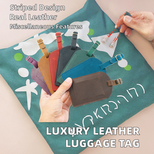Porte-étiquette de bagage en cuir véritable Crazy Horse rayé pour avion, porte-nom et adresse, étiquette de bagage de voyage de luxe - Product Image 2
