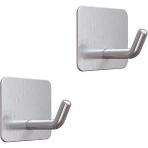 Heavy-Duty Stainless Steel Adhesive <b>Towel</b> <b>Hook</b> Silver Bathroom and Kitchen Storage Hanger with Sticky <b>Hooks</b> Wall Coat Rack - Product Image 5