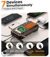 Meilleure vente en Europe : Batterie externe solaire pliable et étanche 30000mAh avec chargeur sans fil rapide PD et 4 câbles, portable 20000mAh