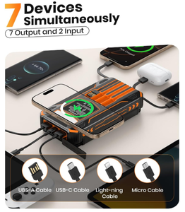 Meilleure vente en <span class=keywords><strong>Europe</strong></span> : Batterie externe solaire pliable et étanche 30000mAh avec chargeur sans fil rapide PD et 4 câbles, portable 20000mAh - Product Image 2