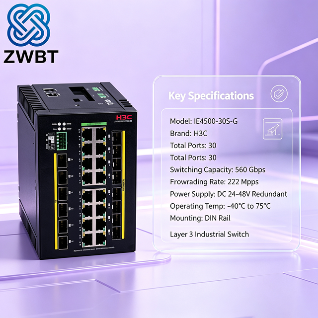 H3C IE4500-30S-G Industrial Ethernet Switch 30-Port POE SNMP VLAN QoS 10/100/1000Mbps 672Gbps/6.72Tbps in Stock