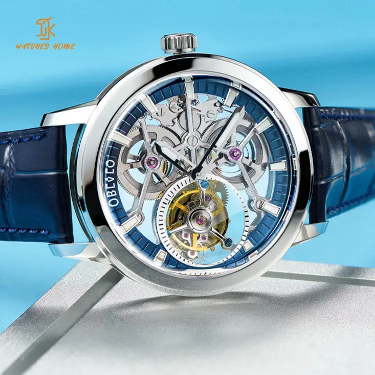 Custom ODM Trabalhando Tourbillion Esqueleto Automático Relógio Mecânico Homens Luxo Cristal Pêndulo Mecânico Diamante Relógios De Pulso