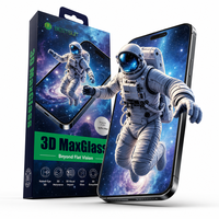 Protection d'écran en verre trempé anti-rayures à effet visuel 3D parallèle imprimé soie pour iPhone 16/17/18 Pro Max