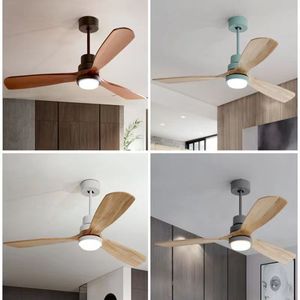 Ceiling Fan Light With Led Wood Blades For Living Room Bedroom 220V Fixed Blade Design F244 - Product Image 2