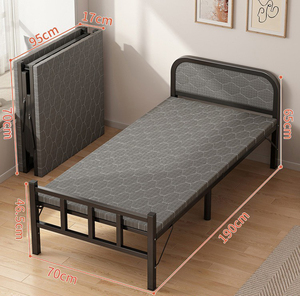Single/<strong>Double</strong> <strong>Folding</strong> <strong>Bed</strong> Heavy Duty Outdoor Camping <strong>Bed</strong> Portable Simple Iron Frame for Outdoor Use - Product Image 4