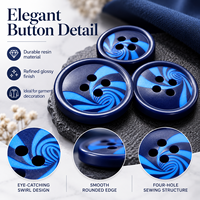 Kancing Baju Bulat Spiral Biru Tua Cyan untuk Jas, Mantel, Pakaian Wanita, Jahitan, dari Pabrik