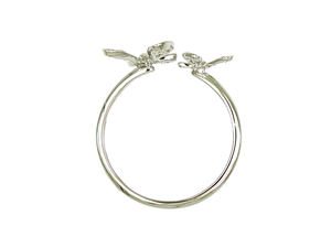 แหวนทองคำขาว 18K ประดับเพชรประดับเพชรรูปผีเสื้อคู่แบบเปิด เครื่องประดับหรูหราสำหรับผู้หญิง - Product Image 3