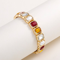 Nouveau Design Alliage Perle Gemme Élastique Réglable Bracelet Baroque Coloré Verre Cristal Perlé Bracelet Bijoux Pour Femmes