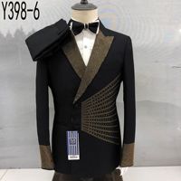 Costumes de Scène pour Hommes Ecowalson – Costume Homme avec Strass et Paillettes, Col Cranté, Simple Boutonnage, Tissu Mélangé, Tenue de Marié
