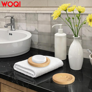 Jabonera Redonda Pequeña de Bambú Ecológica y Natural WOQI, Bandeja Autodrenante para Encimera, Origen Shandong, para Baño y Cocina - Product Image 4