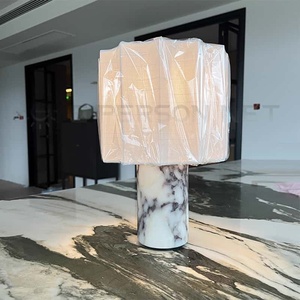 Real Calacatta Viola Marble Rechargeable <strong>Table</strong> <strong>Lamp</strong> with 3 Color <strong>Touch</strong> Dimming - Product Image 5