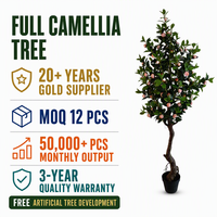 Arbre artificiel de camélia, plante artificielle haute, fleurs rose pâle, tronc naturel, feuillage vert dense, décoration pour hôtel et mariage