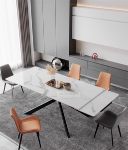 طاولة قابلة للتوسيع لتناول الطعام من الراتنج متعددة الوظائف تلسكوبي صلب للعمل بلفيت ديكور المنزل القماش الثاني القابل للتوسيع - Product Image 5